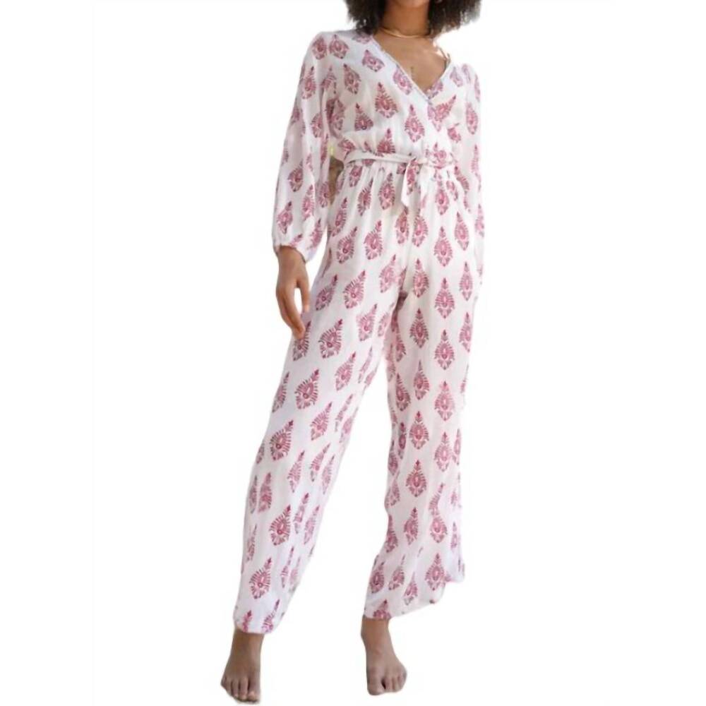 NEW DEBBIE KATZ georgia jumpsuit in red ikat